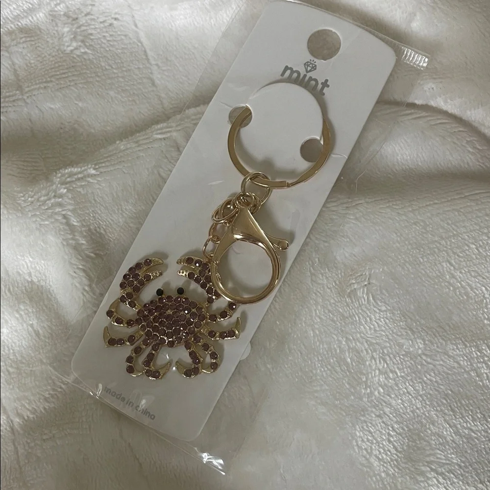 Gold and Purple Crab Keychain purse bag charm NWT